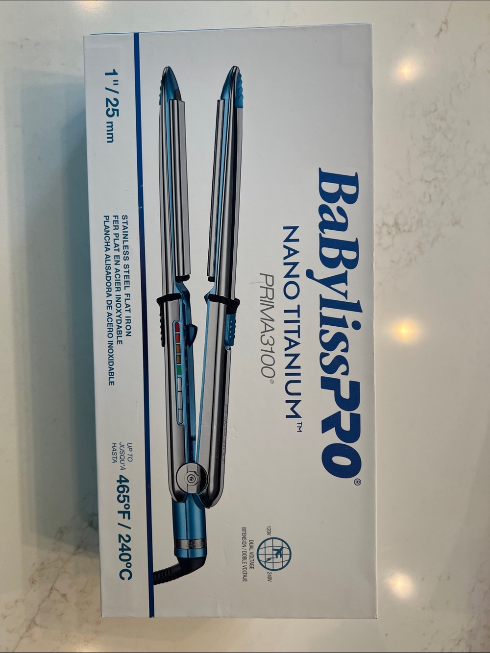 BaBylissPRO Nano Titanium Prima3100 Hair Straightener - Blue & Silver
